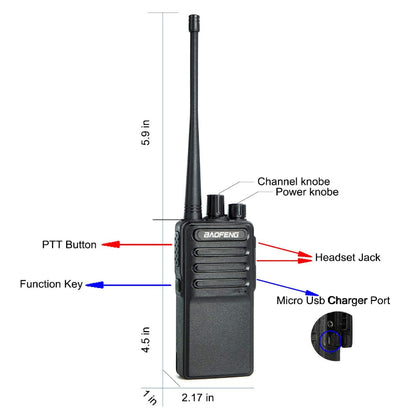 Radiolidhje Set 2 Cope Baofeng C5 UHF 400-480MHz