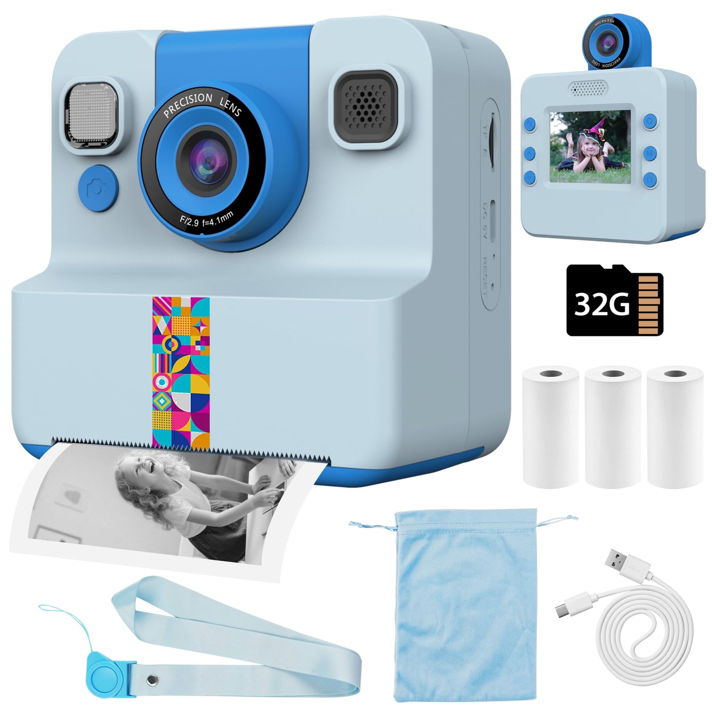 Kamera për Fëmijë 180° Flip – Instant Print