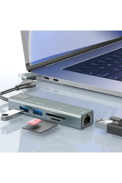 Earldom HUB24 USB-A + USB-C HUB, 4 Porta
